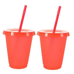 Disposable Cups Straws 2 Pcs Drink Cup Straw Cover Travel Plastic Lids Cold Drinking Tumblers Bulk