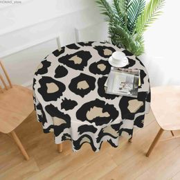 Table Cloth Leopard Pattern Design Round 60 Inch Table Cloths Round Table Cover Polyester Washable Tablecloth for Dinning Party Decor Y240401