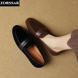 Casual Shoes 2024 Brown Women Suede Loafers Fashion Round Toe Flats Shallow Ladies Ballet Soft Flat Driving Womens