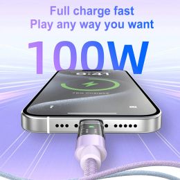 100W USB Type C Cable Display Fast Charging USB C Data Cord For iPhone 15 Pro Max Xiaomi 13 Oneplus Type C Phone Charger Cables