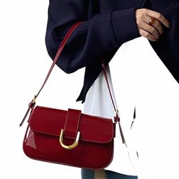 women Menger Bag Fi Patent Leather Shoulder Bag Retro Armpit Bag Luxury Flap Crossbody Sling Girl Stylish Purse E7CM#