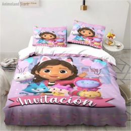 Gabby's Dollhouse Bedding Sets Twin Full Queen King Bed Linen Bedspread With Pillowcase For Girls Kids 135x200 Duvet Cover Sets