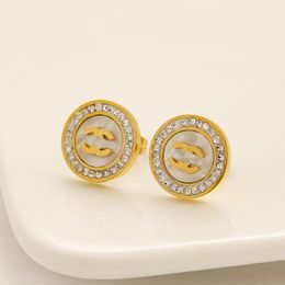 Luxury Brand Designer Letters Stud 18K Gold Plated Women's Crystal Diamond Pearl Earrings Wedding Party Jewellry 1626