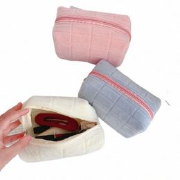 zipper Large Solid Colour Cosmetic Bag Cute Fur Makeup Bag for Women Travel Make Up Toiletry Bag Wing Pouch Plush Pen Pouch E5Ne#