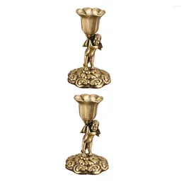 Candle Holders 2 PCS European Style Candlestick Decoration Fashion Stylish Candleholder Zinc Alloy Metal Table Stand