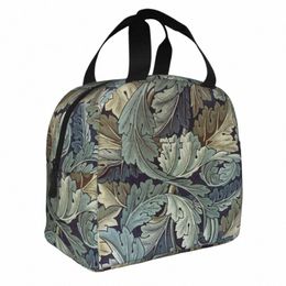 acanthus By William Morris Vintage Floral Pattern Insulated Lunch Bags Green Plant Lunch Ctainer Cooler Bag Tote Lunch Box x0rL#