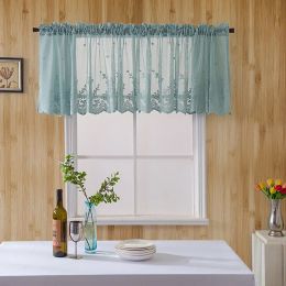European Style Window Curtains Lace Jacquard Short Curtain Kitchen Cafe Cabinet Decorative Valance Bedroom Home Decor Drapes