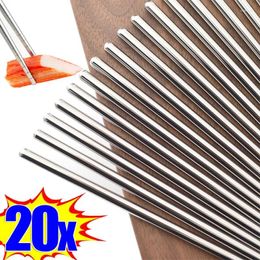 Chopsticks 1/10 Pairs Chinese Stainless Steel Non-slip Metal El Cafeteria Tableware Reusable Household Sets