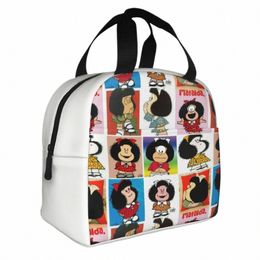 kawaii Mafalda Insulated Lunch Bag Cooler Bag Lunch Ctainer Carto Anime Portable Tote Lunch Box Food Storage Bags Picnic A9xQ#