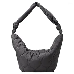 Shoulder Bags 2024 Casual Knotted Women Quilted Padded Lady Handbags Down Cotton Puffer Bag Warm Winter Big Purses