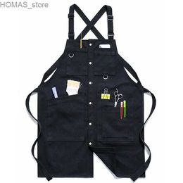 Aprons Outdoor Originality Apron Multi-functional Pocket Hairdresser Woodworking Overalls Repair Machinist Tools Waterproof Long Apron Y240401