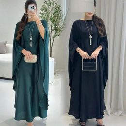 Casual Dresses Muslim Islamic Women Batwing Sleeve Kaftan Abaya Ramadan Prayer Clothing Dubai Loose Dress Ethnic Gown Female Vestidos 2024