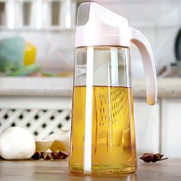 new 2024 600ml Kitchen Oil Can Glass Bottle Dispenser Automatic Opening Closing Home Bottles For Oil Vinegar Honey Olive Oil Container