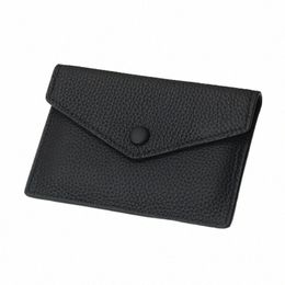 ultra-thin Ins Style Genuine Leather Card Holder Fi Mini Short Envelope Women Wallet Korean Japan Credit Card Case Purse 41I0#