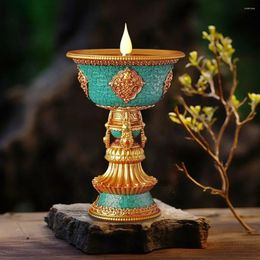 Candle Holders Tibetan Rechargeable Holder Home Decoration LED Electronic Candlestick Vintage Decor Buddhist Lamp