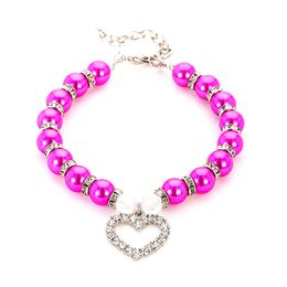 Cat Collar Pet Pearl Necklace Pet Collar Cat and Dog Jewellery Love Diamond Pet Products for Dog Birthday Gift Photo Accessories