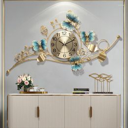 Wall Clocks Chinese Luxury Butterfly Wrought Iron 3D Ornaments Home Livingroom Sticker Crafts El Mural Decoration