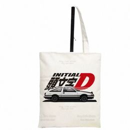 anime Drift AE86 Initial D Canvas Simple Shop Bags JDM Manga Takumi Fujia Drift Car Akagi RedSuns Pacakge Hand Bag g77s#