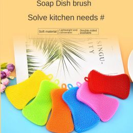 Kitchen Silicone Sponge Dish Washing Scrubber Household Pot Bowl Cleaning Sponge Portable Kitchen Gadgets Brush Accessories