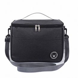 portable Lunch Box Bag Thermal Food Solid Colour Fresh Keep Picnic Storage Large Capacity Multifuncti Tote Case Grey S f7e9#