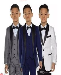 Grey Boys Tuxedo Boys Dinner Suits Three Piece Boys Black Shawl Lapel Formal Suit Tuxedo for Kids Tuxedo6238820