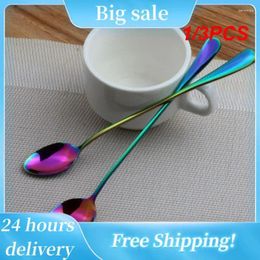 Spoons 1/3PCS Colourful Long Handled Teaspoons Juice Coffee Stirring Cutlery Stainless Steel Spoon Ice Cream Dessert Kitchen