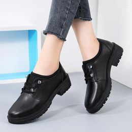 Casual Shoes 2024 Women Oxford Flats Pu Leather Round Toe Flat Heel Business Korean White Sneakers