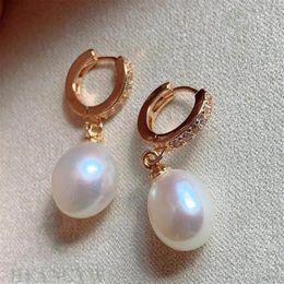 Dangle Earrings White Drops Baroque Pearl Earring Zircon 18k Ear Stud Gold Handmade Office Everyday Diamond Art Gemstone Men Bridal