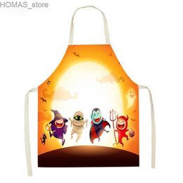 Aprons Halloween Decorative Linen Apron Kids Play Antifouling -o-lantern Apron Adult Festive Cooking BBQ Decorative Accessories Y240401