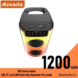 Speakers Azeada Wireless Bluetooth Speaker HiFi Stereo Sound AUX ,Microphone,TF Card, USB Flash Disc Play Mode Bluetooth 5.0 Speaker