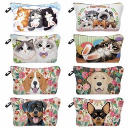 carto Fr Dog Cute Cat Print Women's Cosmetic Bag Outdoor Portable Travel Toiletry Bag Customizable Toiletry Bag Makeup m47a#