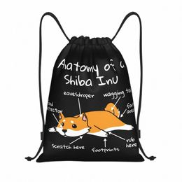 funny Anatomy Of A Shiba Inu Drawstring Bags for Shop Yoga Backpacks Men Women Japanese Pet Dog Lover Sports Gym Sackpack j61i#