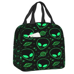 Custom Space Alien Lunch Bag Men Women Thermal Cooler Insulated Lunch Container for Student School Work Food Picnic Tote Bags