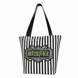 tim Burt Beetlejuice Groceries Shop Tote Bag Women Cute Horror Movie Canvas Shopper Shoulder Bags Big Capacity Handbags I0Ip#