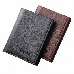 2023 New Soft Men Wallet Solid Colour Pu Leather Mini Coin Purse Driver's Licence Card Holder w6FI#