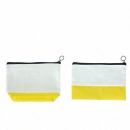dhl100pcs Makeup Bags Sublimati DIY White Blank Canvas Patchwork Yellow Coin Purse j6Lw#