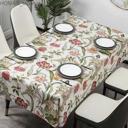 Table Cloth Small Fresh Floral Tablecloth Waterproof Living Room Rectangular Tablecloth Outdoor Kitchen Decoration Tablecloth Fireplace Y240401