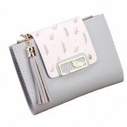 cute Tassels Women Short Wallet PU Leather Card Bag Female Folding Purse Small Coin Purse Card Holder Clutch Credit Card Bag 21RP#