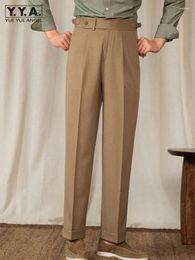 Men's Pants Italian Designer Mens Business Work Suit Spring Summer Cargo Slim Fit High Waist Straight Long Trousers Khaki