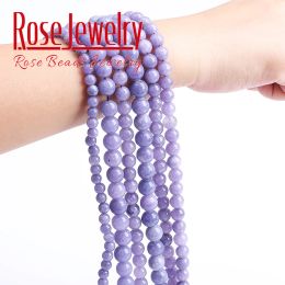 Lavender Purple Chalcedony Beads For Jewellery Making Natural Stone Beads DIY Bracelets Necklace Accessories 4 6 8 10 12mm 15"inch