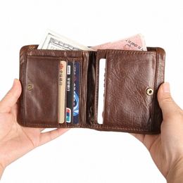 cobbler Legend Genuine Leather Wallet For Men Vintage Short Purses Card Holder Wallets Brand Coin Pocket Zip Mey Bag For Male O5JE#
