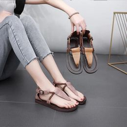 Sandals Birkuir Flip Flops For Women Summer Slides Luxury Hollow Out Open Toe Beach Genuine Leather Flat Heels Shoes
