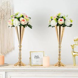 Candle Holders Wedding Centrepiece Tabletop Decor Gold Vase Metal Flower Trumpet Simplicity Holder Anniversary Ceremony Ornaments