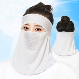 Scarves Face Shield Silk Solid Color With Neck Flap Men Fishing Mask Summer Sunscreen Womne Neckline Gini