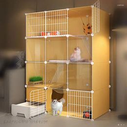 Cat Carriers Household Indoor Cages Transparent House Balcony Pet Fence With Toilet Litter Box Villa Cage