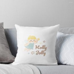 Pillow Holly Jolly Christmas Cute Baby Angel Watercolor Winter Festive Throw Luxury Home Accessories Sofa