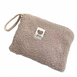 plush Cosmetic Bag Portable Ladies W Bag Large Capacity Multi-functi Casual Fi Cute Bear Pattern for Weekend Vacati 79Lr#