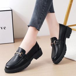 Dress Shoes 2024 Women Spring Black Platform Flats Sneakers Loafers Slip On Boat Designer Casual Leather Oxfords