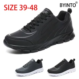 Casual Shoes Big Size 39-48 Ultralight Men Running Waterproof Leather Male Sport Sneakers Tennis Trainer Black Walking Jogging Footwear