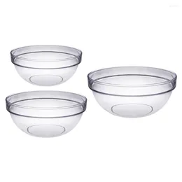 Dinnerware Sets 3 Pcs Transparent Salad Bowl Dishwear Case Household Fruit Cutlery Holder